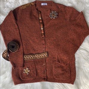 Moschino Brown Cardigan with Gold Accents